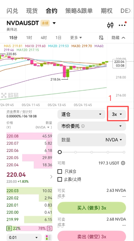 杠杆倍数设置界面