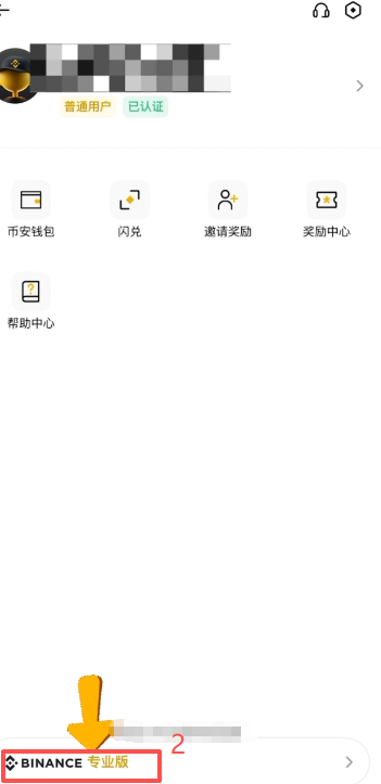 [币安专业版切换界面]