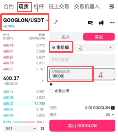 Bitget现货Google代币盘口