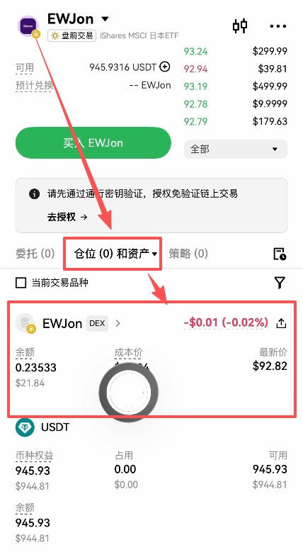 [EWJ持仓显示界面]