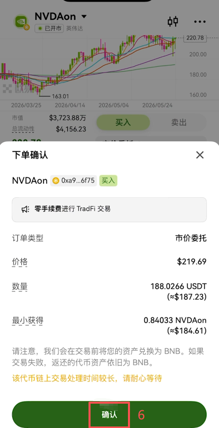 市价买入确认界面