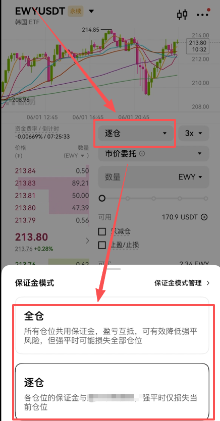 [逐仓全仓选择界面]