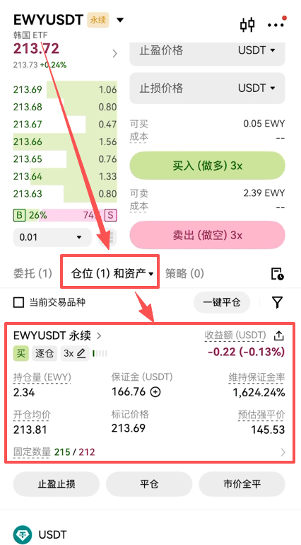 仓位详情页面