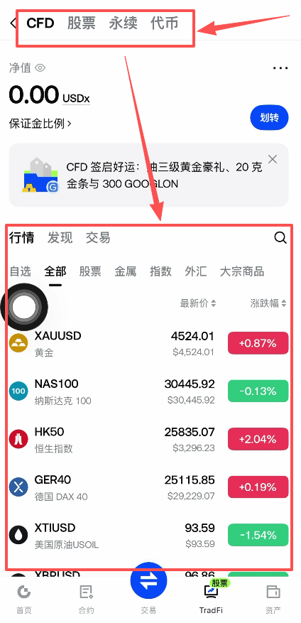 Tradfi页面介绍