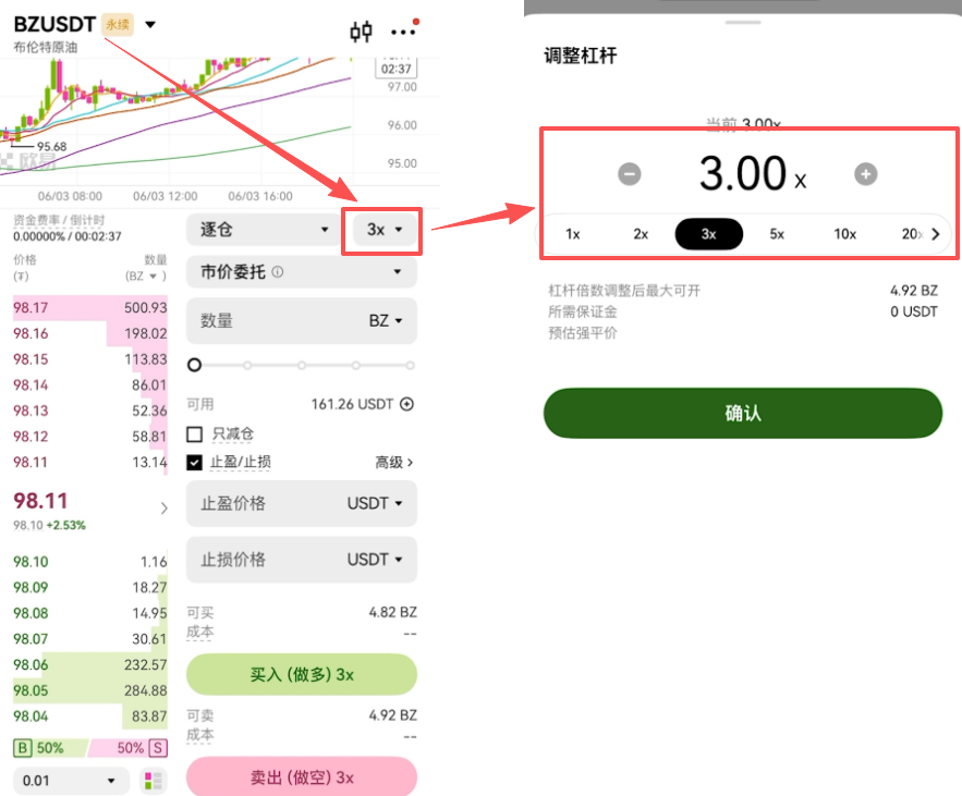 [杠杆倍数设置界面]