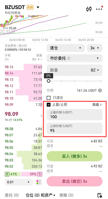 止盈止损设置界面