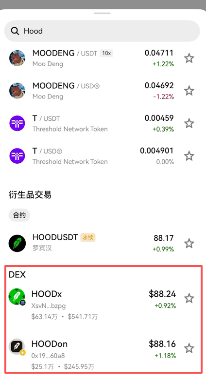 [HOOD代币搜索结果对比]