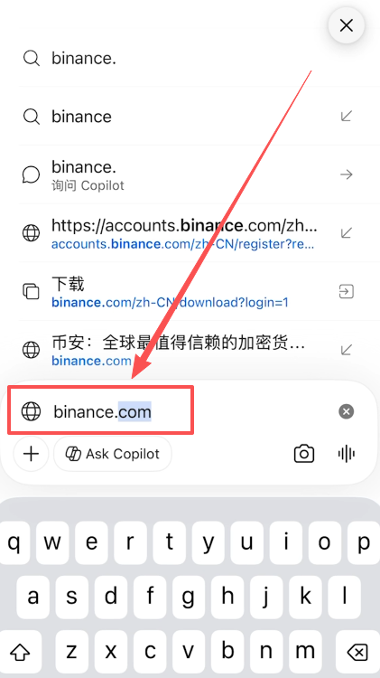 币安官网地址输入页面