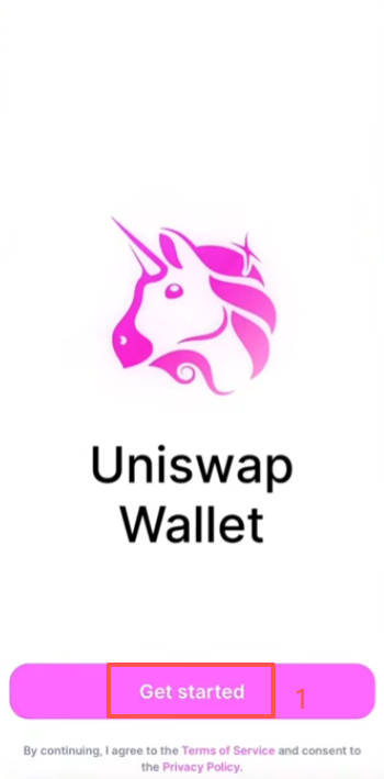 Uniswap钱包启动和创建新钱包界面