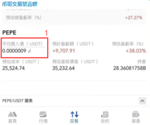 PEPE买入时价格走势图
