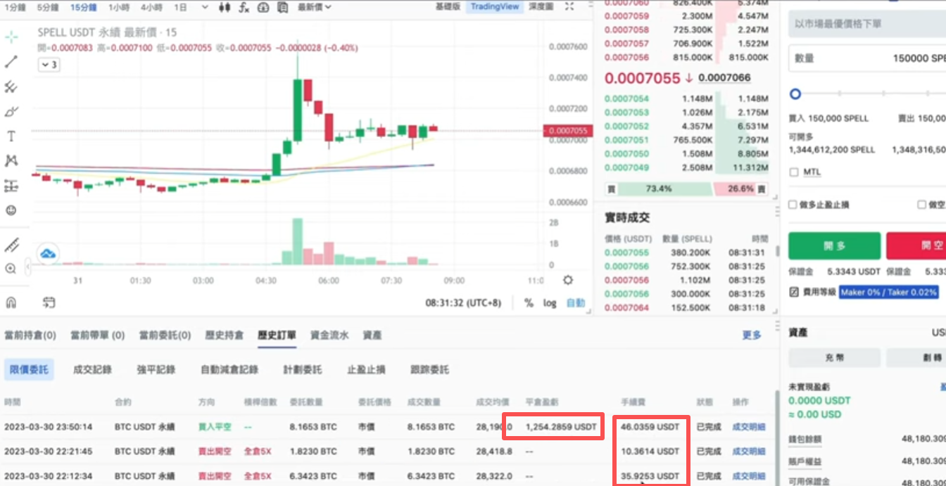 交易记录截图页面