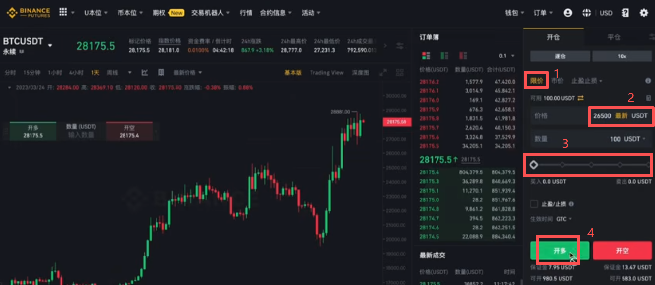 限价委托设置界面