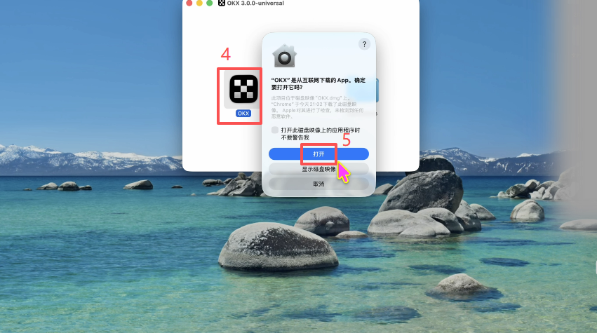 安装欧易客户端操作页面