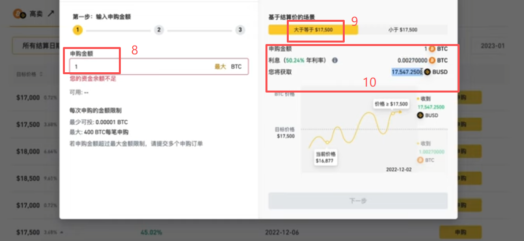 币安双币投资高卖结算场景计算器
