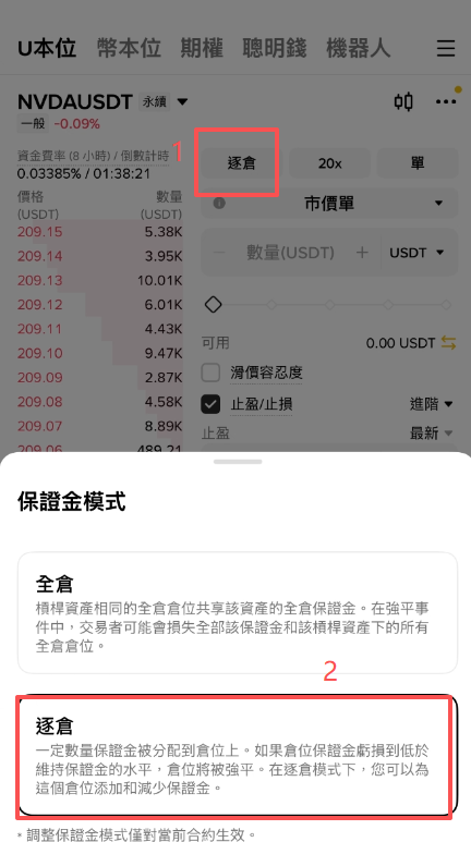 开仓操作页面