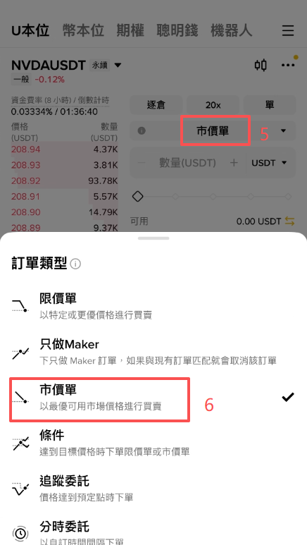 开仓操作页面