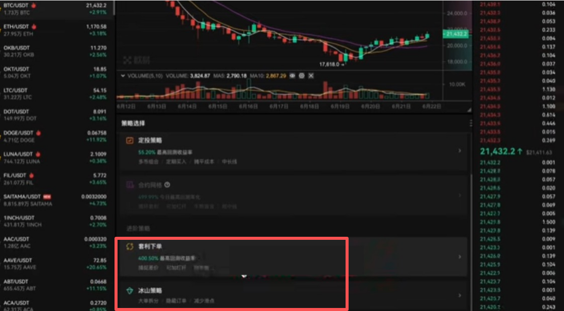 策略交易高级策略入口列表