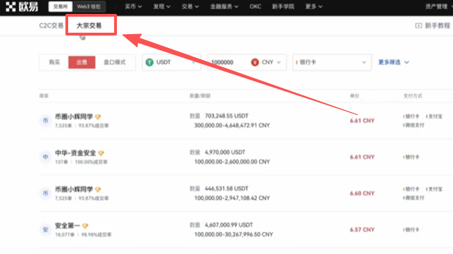 欧易大宗交易出入金入口界面