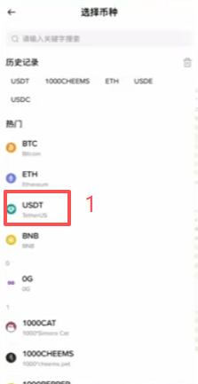 资产和网络选择页面
