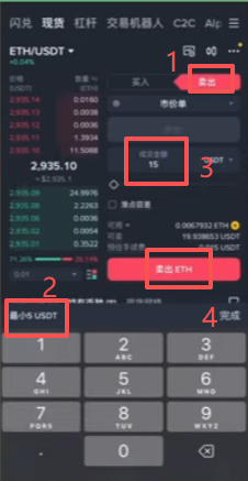 卖出以太坊操作页面