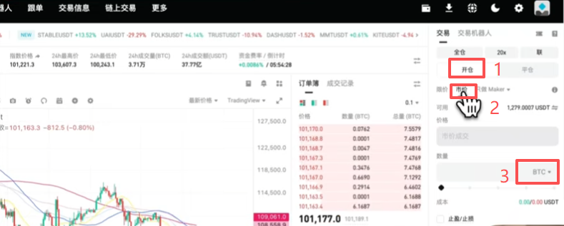 开仓操作页面