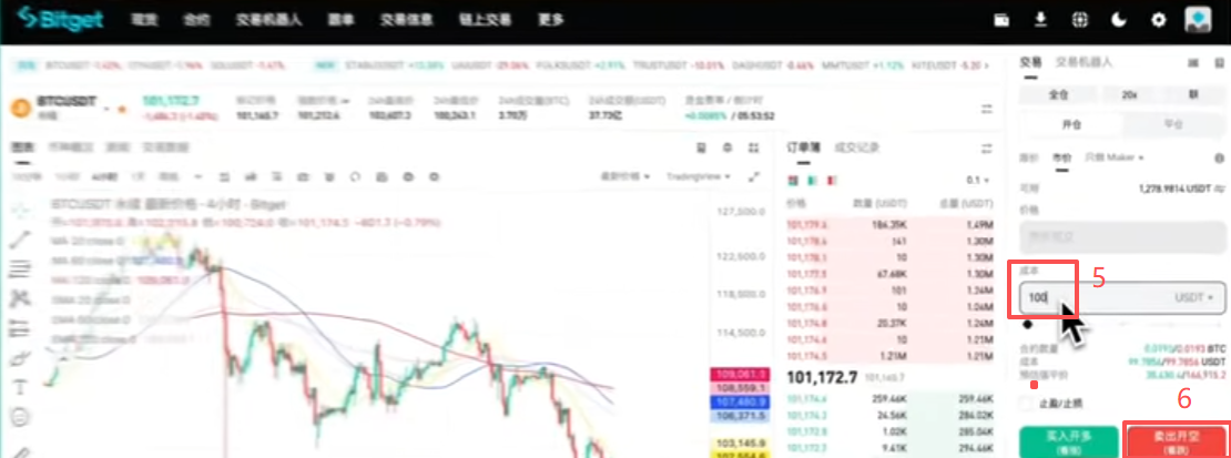开仓操作页面