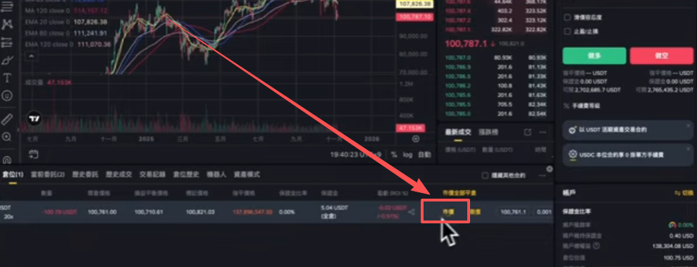 平仓操作页面