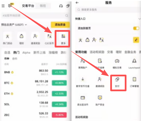 Binance Pay电脑版和手机版页面