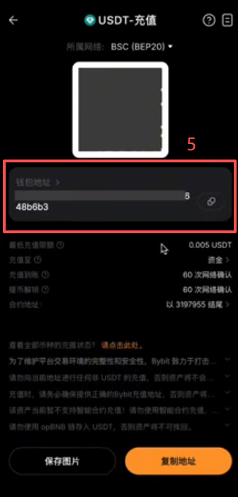 币安提币选择BSC网络填写Bybit地址界面