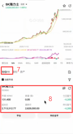 Gate买入SK海力士市价单下单界面