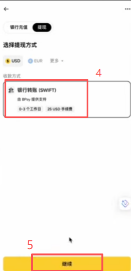 币安USD资产页面提现按钮入口