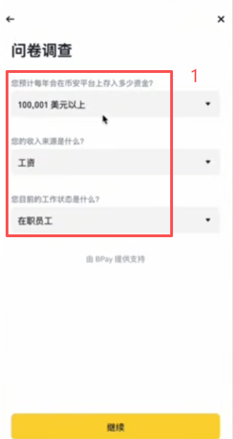 Bpay服务申请问卷填写界面