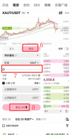 市价买入和卖出操作页面