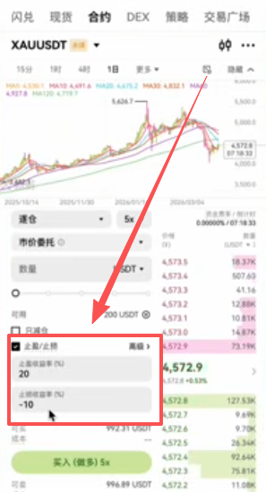合约止盈止损设置页面