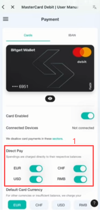 Direct Pay法币开关设置界面