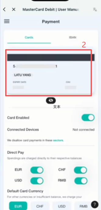 点击小眼睛后的卡片信息界面