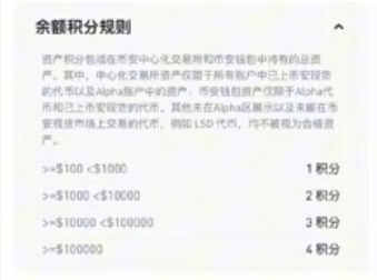 币安Alpha余额积分规则说明页面