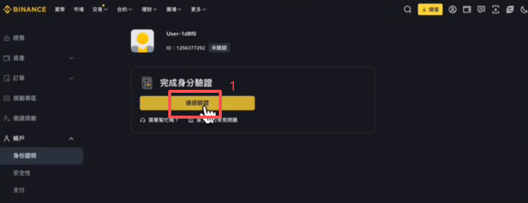 币安KYC选择证件类型界面