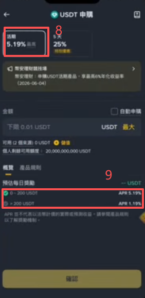 币安USDC活期理财阶梯利率详情页