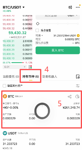 市价买入和查看币种页面