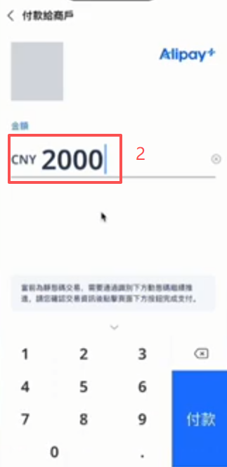 AlipayHK扫码支付填写金额界面