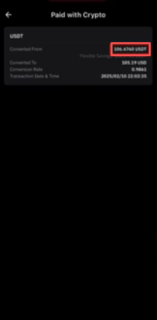 Bybit卡MyFin充值USDT扣款详情