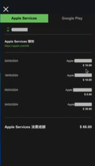 充值明细截图页面
