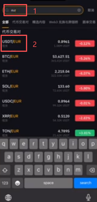 Bybit USDT/EUR交易对卖出页面