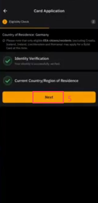 Bybit Card申请填写推荐码提交界面