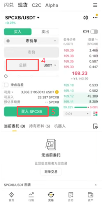 币安现货区bStocks代币化股票SpaceX买入界面