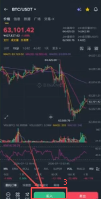 币安现货BTC/USDT交易界面买入页面