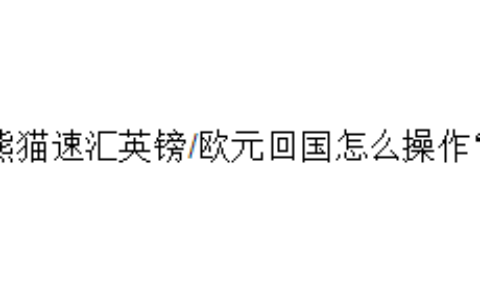 熊猫速汇英镑/欧元回国怎么操作？