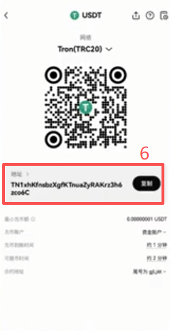 欧易充币选择USDT网络界面