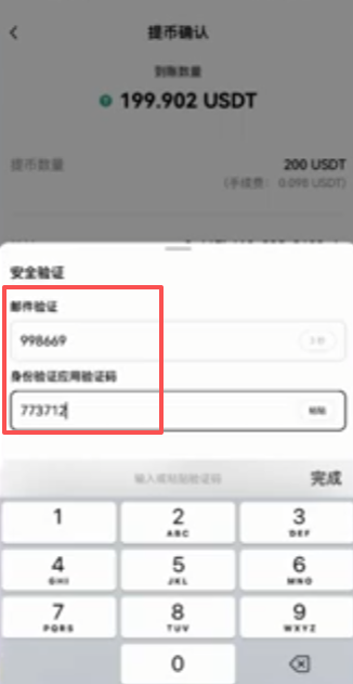 输入验证码确认页面